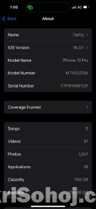 Iphone 15pro 265gb